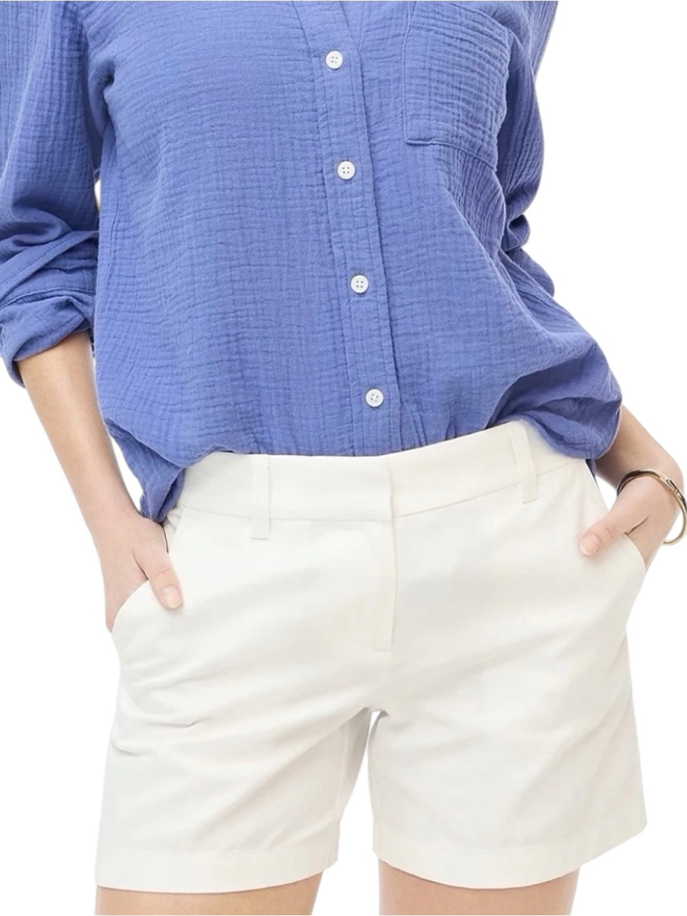 J. Crew White Cotton 5" Chino Shorts